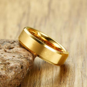 Gold-Toned Stainless Steel Band Style Finger Ring