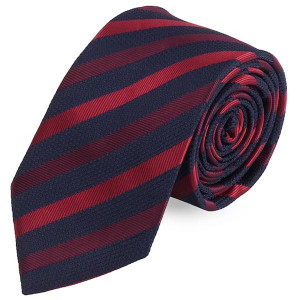 Navy Blue & Red Striped Broad Tie