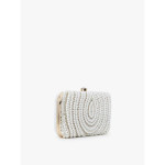 Gold-Toned & White Embellished Clutch